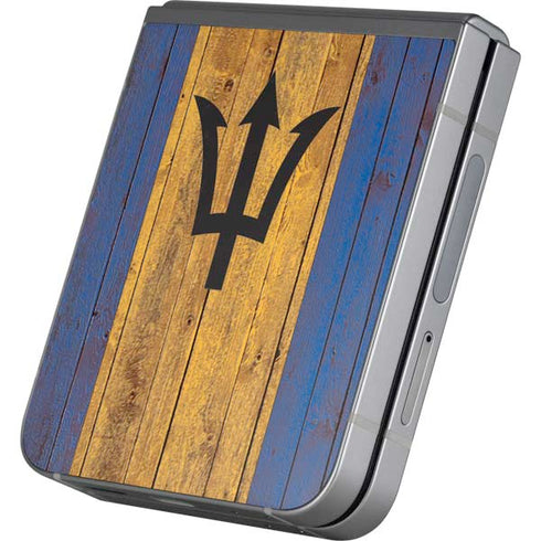 Barbados Flag Dark Wood Galaxy Z Flip6 Skin
